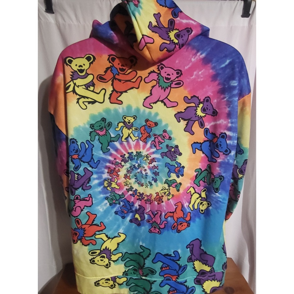 Tie Dye Dancing Bears Hoodie 2XL Womens -Fits Large L Mens ~Unisex - Picture 6 of 9